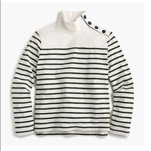 J. Crew Striped Button Shoulder Turtleneck